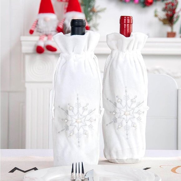 Silver Snowflake Gift Bag for Wine & other bottles - Picture 5 of 8